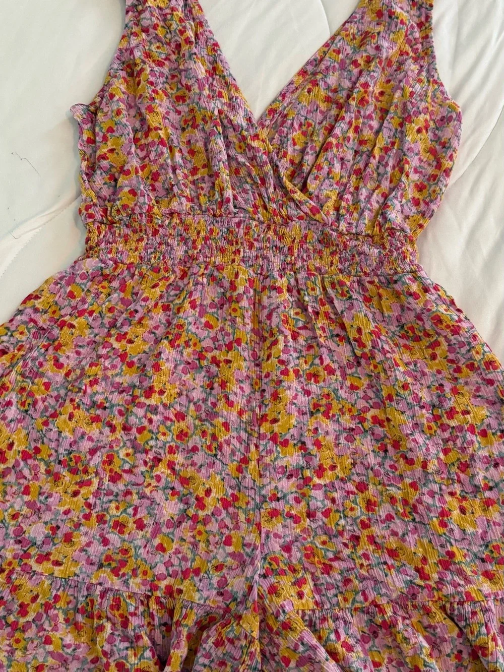 💥3/$15💥 Floral Pink Smocked Waist Romper - Picture 4 of 4